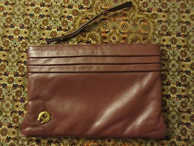 Vintage Etienne Aigner Large Clutch Wristlet Handbag Purse Maroon Leather • $19.95