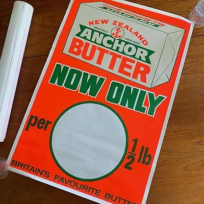 1970's Vintage ANCHOR BUTTER POSTER New Zealand / Vibrant Graphic Design Neon • £65