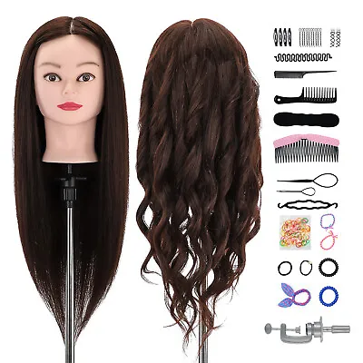 22 Inch 100% Real Hair Training Head Hairdressing Cosmetology Mannequin Doll UK • £21.99