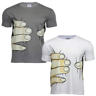 Men's Novelty Cotton Funny Round Neck Short Sleeve T-Shirt Printed Hand Grab • £4.99