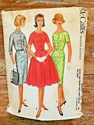 McCall's Sewing Pattern 5597 VTG 60 Misses Dress Full Or Slim Skirt Sz14 Mad Men • $14.50