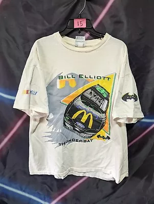 Destressed Vtg 90s Nascar Bill Elliott Batman Forever McDonald's T-shirt XL 1995 • $59.99