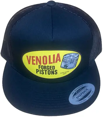 VENOLIA FORGED PISTONS Flat Brim Trucker Hat Black Drag Racing Hot Rod • $24.95