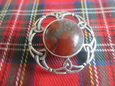 £59.95 • Buy Superb John Hart Iona Celtic Solid Sterling Silver 925 & Moss Agate Brooch 1965