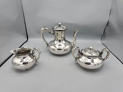 Vintage Meriden B Company Silver Plate Tea / Coffee Set Pitcher Suger Cream • $120