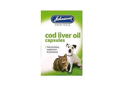 Johnsons Cod Liver Oil CapsulesSupplement & Conditioner For Dogs Cats Omega 3 • £4.99