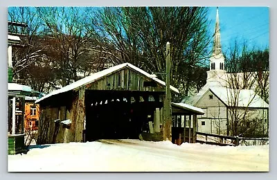 Old Covered Bridge WAITSFIELD Vermont Vintage Postcard 0083 • $6.50