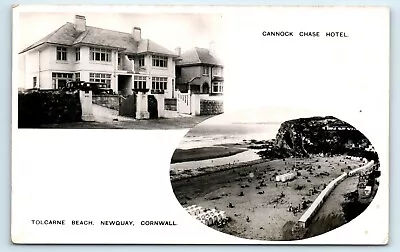 £8 • Buy Postcard Cannock Chase Hotel Tolcarne Beach Newquay Cornwall Rppc Vignette 1980
