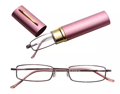 Classic HD Spring Compact Reading Glasses Readers Travel Slim Design With Case • $11.70