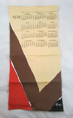 Vera Neumann 1978 Calendar Linen Tea Towel Banner Earth Tones Boho Vintage 1970s • $25