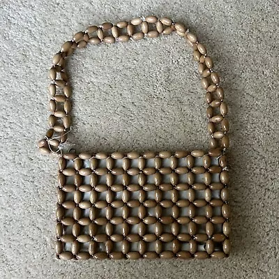 Vintage Small Tan Wooden Bead Japanese Purse - Made In Japan - GUC* (read) • $26.99