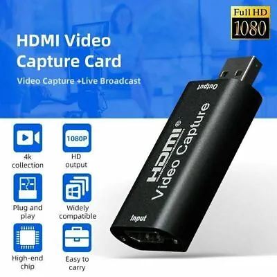 HDMI To USB 2.0 Video Capture Card 1080P HD Recorder Game/Video Live Streaming • £7.99
