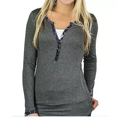 Moon Shine Attire Muddy Girl Long Sleeve Henley (Gray) 0303107 • $19.99