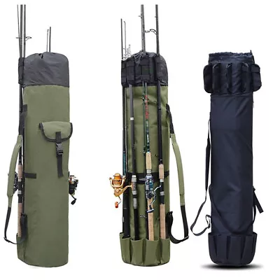 Durable Fishing Rod & Reel Organizer Bag Travel Carry Case Bag Holds 5 Poles • $30.99