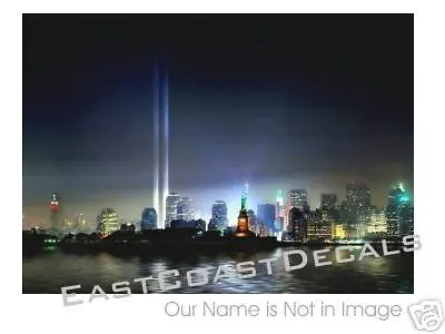 WTC Decal - 911 NYC Blue Light Skyline Never Forget 9/11 Decals 9-11 • $4.95