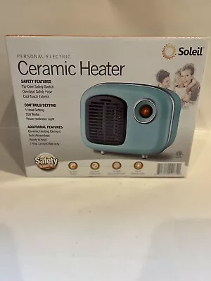 Soleil Electric Personal Ceramic Mini Space Heater 250W Indoor Blue MH-08M New • $12