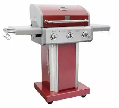 $493.82 • Buy Kenmore 3 Burner Pedestal Red Grill Out Door Cooking Grills Propane Gas Barbeque