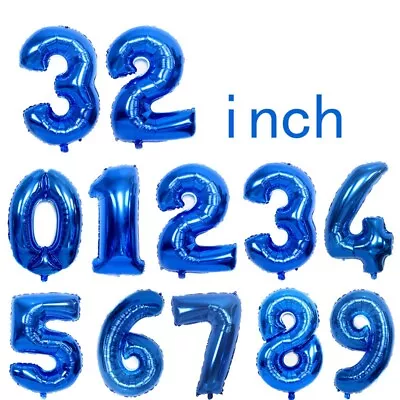 32Inch/81cm Number Foil Balloons Number Ballon Happy Birthday Party (Royal Blue) • $2.99