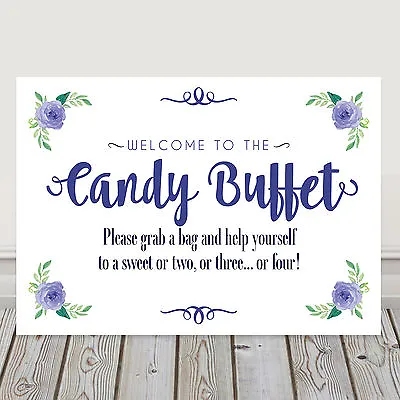 £4.40 • Buy Navy Blue Candy Buffet Sweet Table Sign For Wedding And Parties 3 FOR 2 (N8)