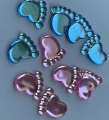 Baby Feet Craft Gems Embellishments Baby Blue Baby Pink Cake/Card Craft Acrylic • £2.69