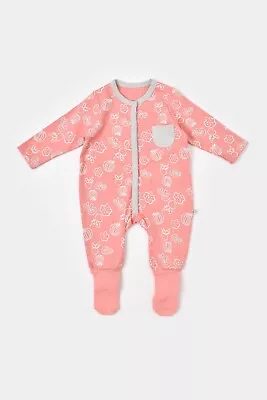 Babygrow Sleepsuit Baby Infant Newborn 0-3-6-9m Girl Pink/grey Veggies New • £12