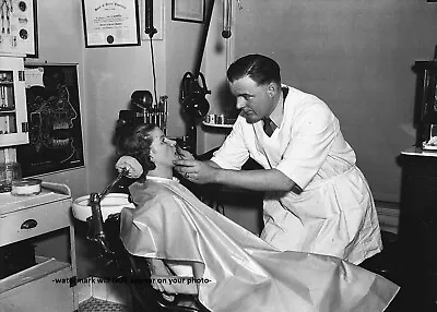 1936 Dentist Office PHOTO Dental Chair Patient Child Kid Boy Vintage Office • $5.68