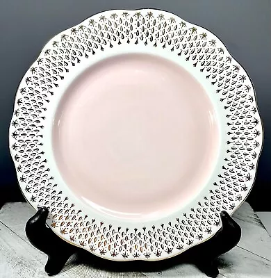 Vintage Shore & Coggins Queen Anne Bone China Pink Gold Tear Drop 8  Salad Plate • $23.60