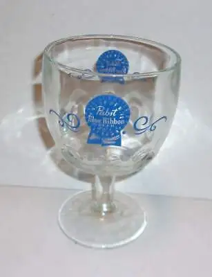 Vintage 6.25  PABST BLUE RIBBON With Scrolls Dimpled Stemmed Beer Goblet  • $12.24