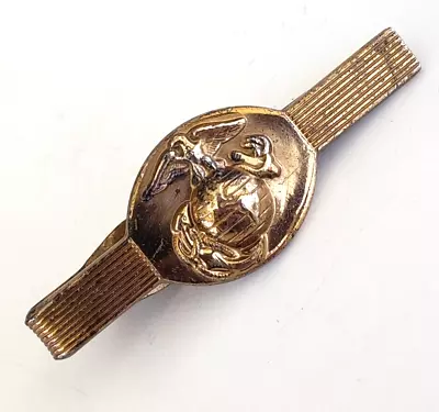 Shields USMC Marine Corps Gold Tone Insignia Tie Bar Clasp 1.75  Alligator Clip • $12