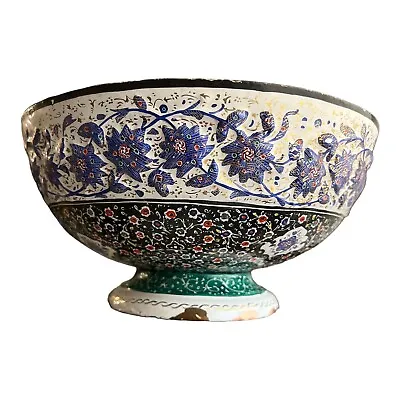 Persian Qajar Enamel On Copper Bowl Hand-Painted Figures 19th Century 10in. • $250