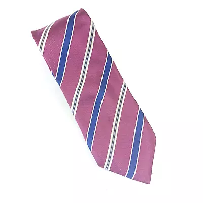 Pal Zileri Mens Silk Necktie Mauve Pink Blue Diagonal Stripe Tie • $25.50