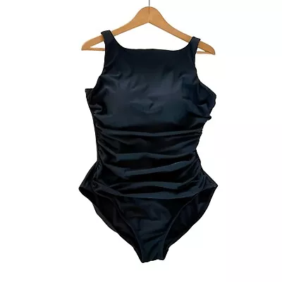 Miraclesuit Regatta One Piece Swimsuit Women’s 14 Black High Neck Miracle Suit • $34.95