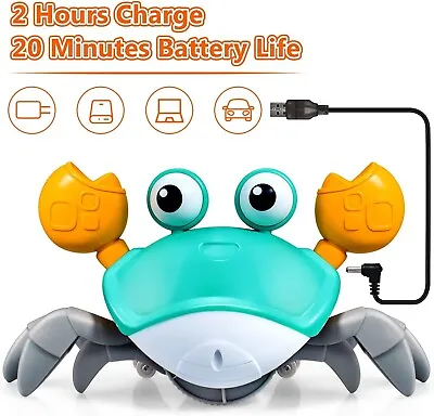 Crawling Crab Toy With Music And Light Interactive Sensors Toys Walking Dancing • £19.99