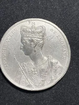 RARE 1838 QUEEN VICTORIA Of ENGLAND  CROWNING 61 Mm BRITISH MEDAL By BARBER • $79