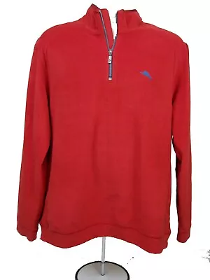 Tommy Bahama Mens 1/4 1/2 Half Zip Shirt L Large Paradise Tech LS Red Velour NEW • $63.98