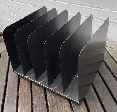 Vintage Steel 5 Slot Vertical Metal Desk File Organizer Black Globe-Weis • $35