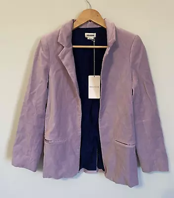 Zadig & Voltaire Purple Velour Open Blazer Medium Size 36 Preppy Career NWT • $60