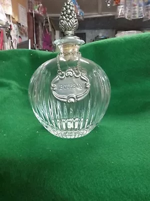 Mikasa Clear Decanter Grape Stopper Silver Plate Whiskey Burbon Metal Tags • $19.95