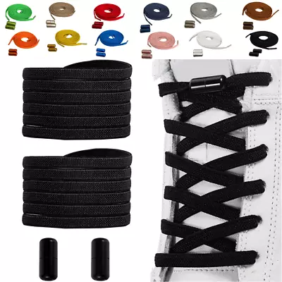 Elastic  Shoelaces Kids Adult Coloured Trainer Laces Easy Lazy No Tie Flexible • £1.99