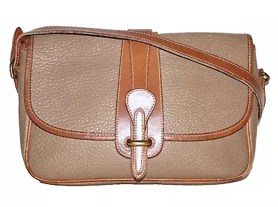 Vintage DOONEY & BOURKE Beige & Tan Leather Crossbody Shoulder Bag HEAVIER WEAR • $34.99