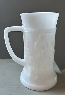 Federal Milk Glass Tavern Scene Beer Mug Stein Tankard White VTG MCM Embossed • $7.97