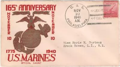 Naval Cover USS Philadelphia Marine Corps Anniversary Inglee Cachet 1940 • $5.50