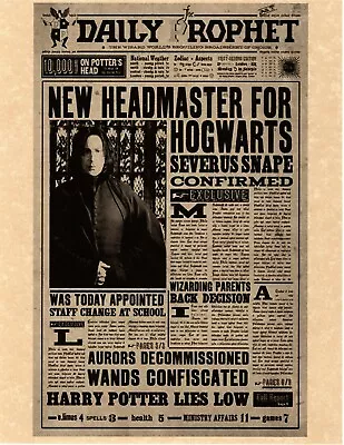 $2.25 • Buy Daily Prophet Harry Potter New Headmaster For Hogwarts Replica   Severus Snape