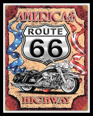 Route 66 American Highway Motorcycle Motorbike Biker Metal Plaque Tin Sign N333 • £4.99