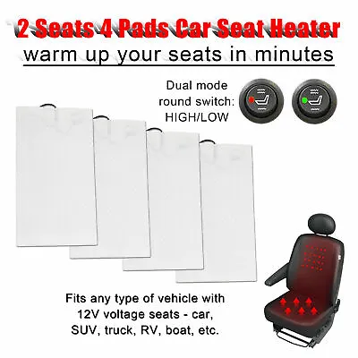 Universal 12V Car Carbon Fiber Heated Seat Heater Kit Cushion Round Switch Set • $36.90