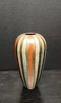 Mid Century Modern Solid Brass & Enamel 8  Vase • $38