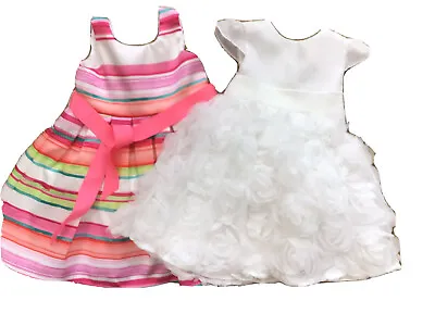 £17.50 • Buy Bundle New Monsoon Baby Dresses X 2 Party White 6/12 Mths Pink Multi 12/18 Mths