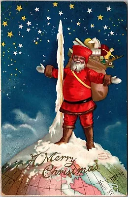 1910 Christmas Santa Claus Globe North Pole Toys Clapsaddle Postcard R • $19.99