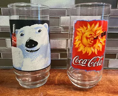 Vintage Coke Coca Cola Glasses Always Cool Polar Bear & Sunshine Drinking Coke • $11.95