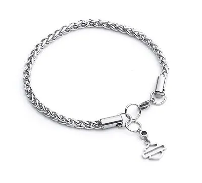 Harley-Davidson Men's 8  Rope Chain Bar & Shield Charm Stainless Steel Bracelet • $54.95